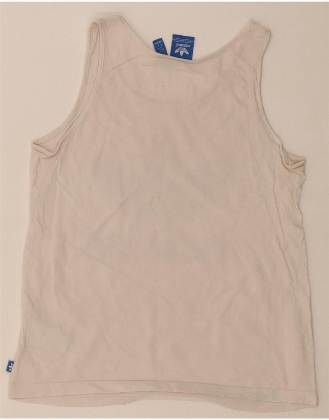 ADIDAS Womens Graphic Vest Top UK 6 XS White Cotton Vintage Adidas and Second-Hand Adidas from Messina Hembry 