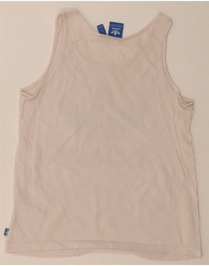 ADIDAS Womens Graphic Vest Top UK 6 XS White Cotton Vintage Adidas and Second-Hand Adidas from Messina Hembry 