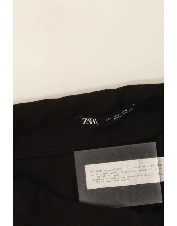 Zara Leggings Femininas UK 14 Grande Viscose Preta