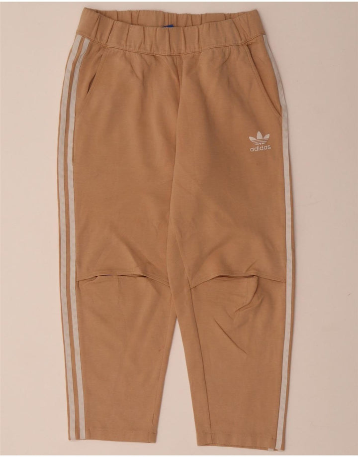 ADIDAS Womens Capri Tracksuit Pants UK 10 Pequeno Bege Algodão