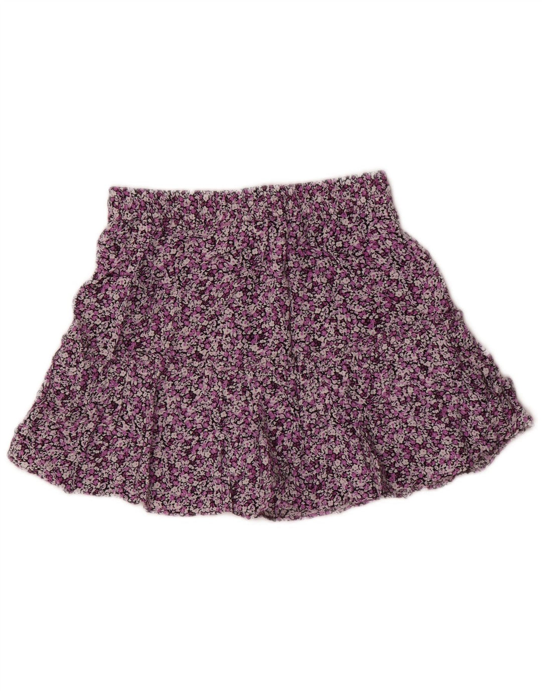 ZARA Mini saia feminina em camadas pequena W27 viscose floral multicolorida