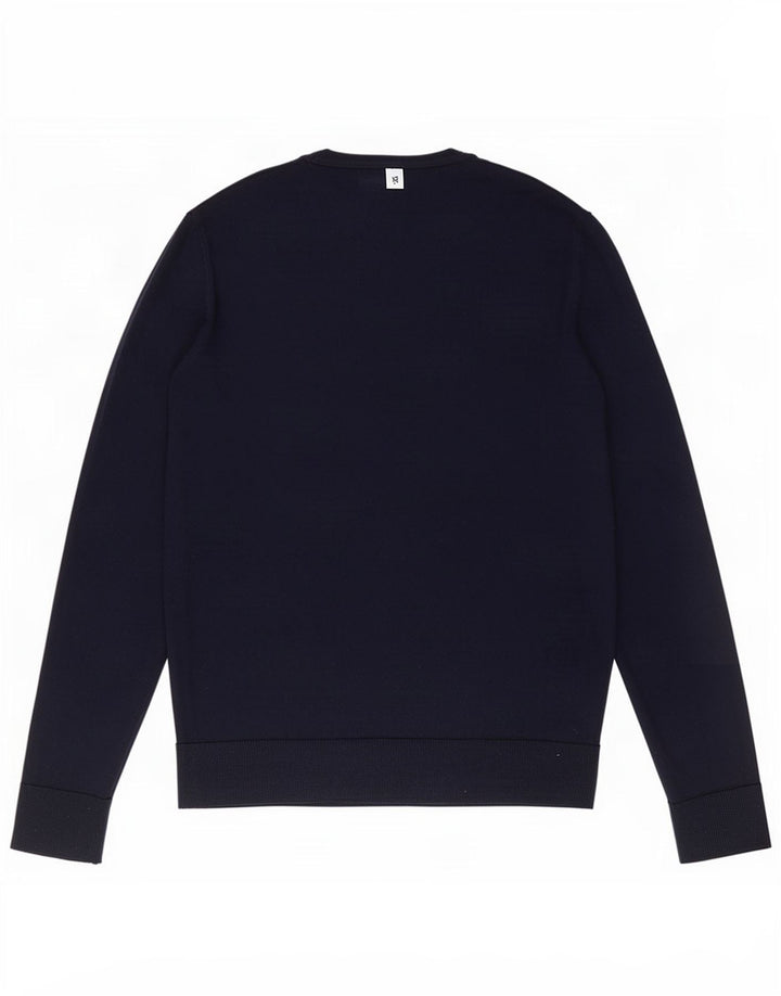 Suéter masculino Jack & Jones com gola redonda, lã Merino azul marinho médio