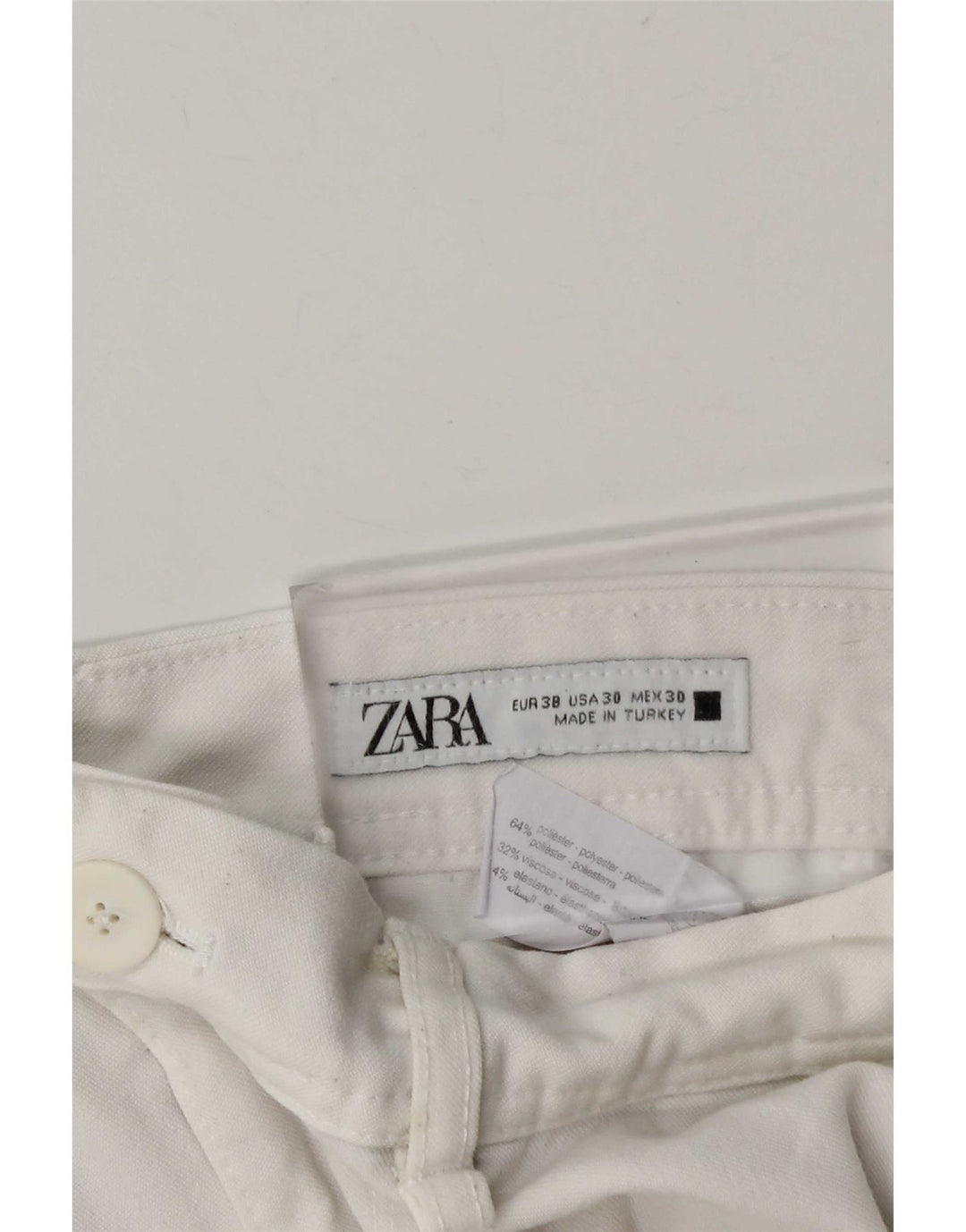 Zara Mens Slim Chino Calças EU 38 Pequeno W30 L28 Poliéster Branco