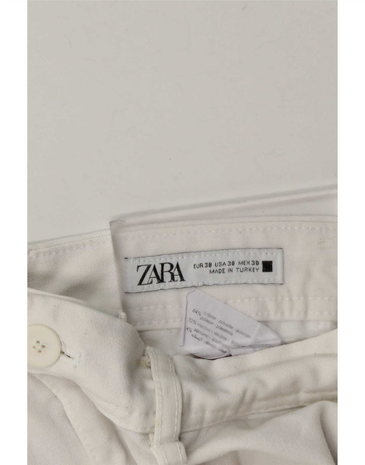 Zara Mens Slim Chino Calças EU 38 Pequeno W30 L28 Poliéster Branco