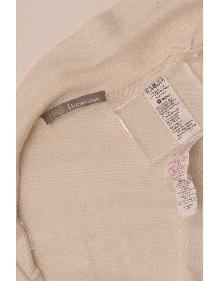 Suéter cardigã aberto feminino Marks & Spencer Reino Unido 14 poliamida bege médio