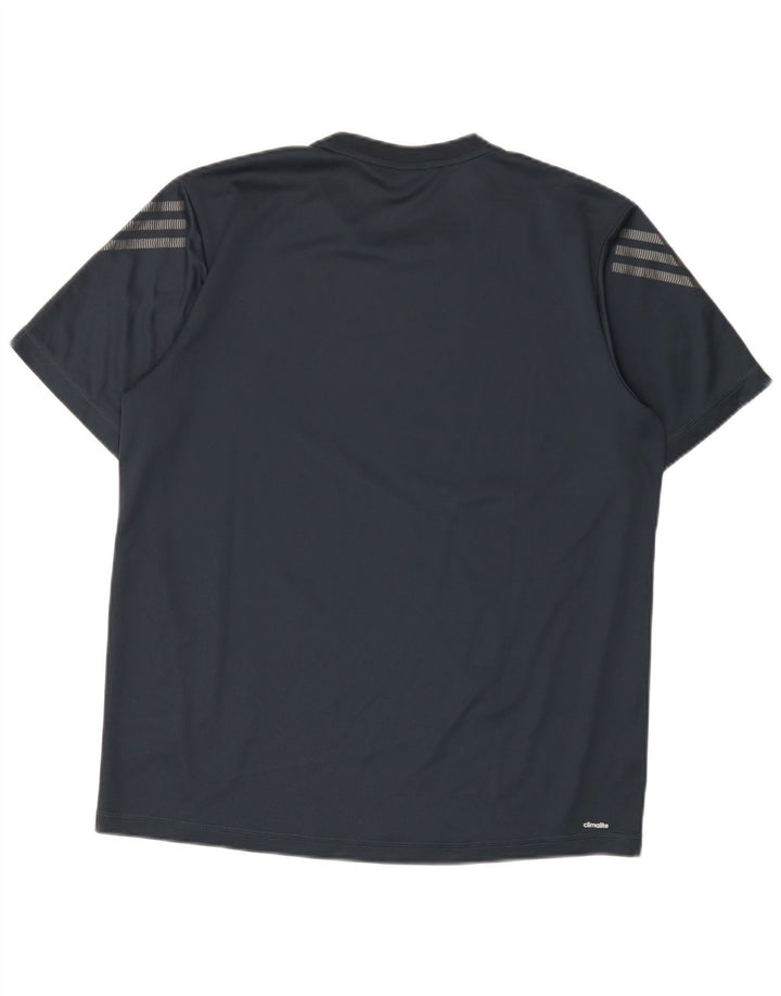 Camiseta masculina Adidas Climalite Top grande poliéster azul marinho