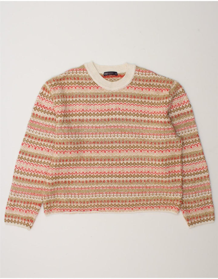 Suéter feminino Marks & Spencer com gola redonda Reino Unido 16 grande multicolorido