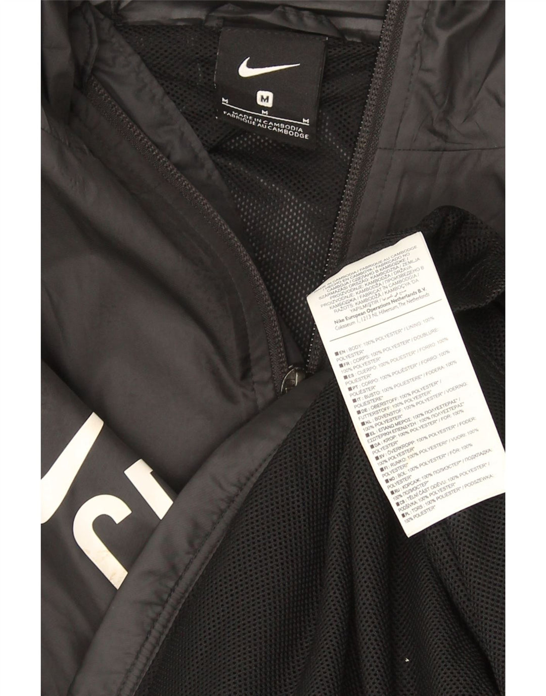 Jaqueta de chuva com capuz Nike Mens CR7 Graphic UK 38 poliéster preto médio