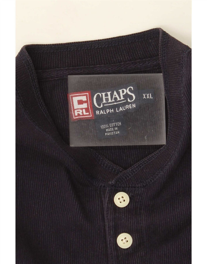 Chaps Mens Top Manga Longa 2XL Algodão Azul Marinho