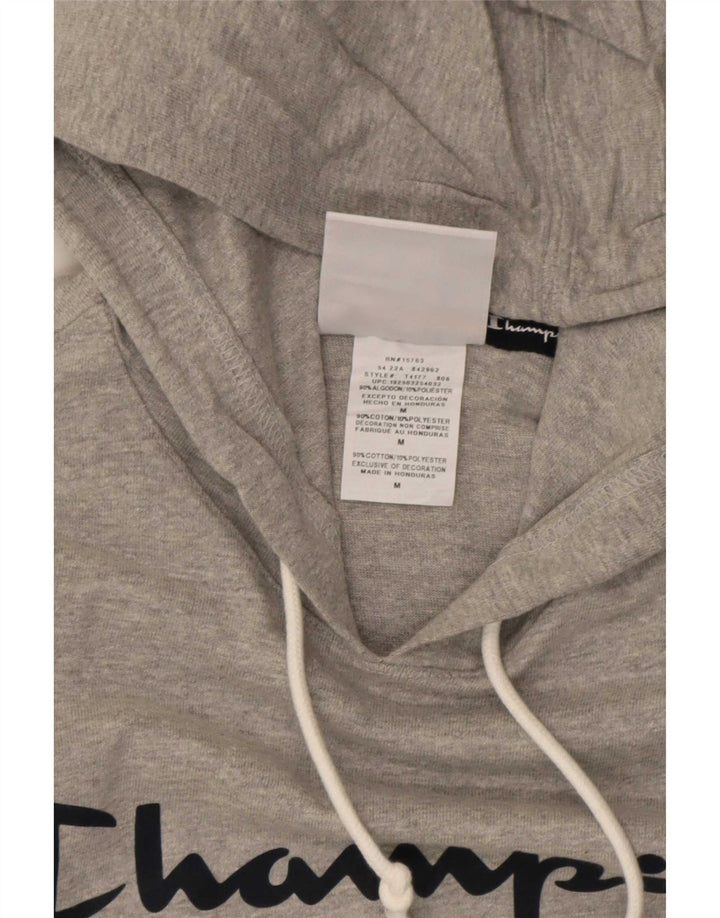 Jumper masculino com capuz gráfico Champion algodão manchado cinza médio