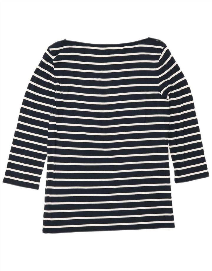 Tommy Hilfiger Top feminino manga 3/4 Reino Unido 10 pequeno listrado azul marinho