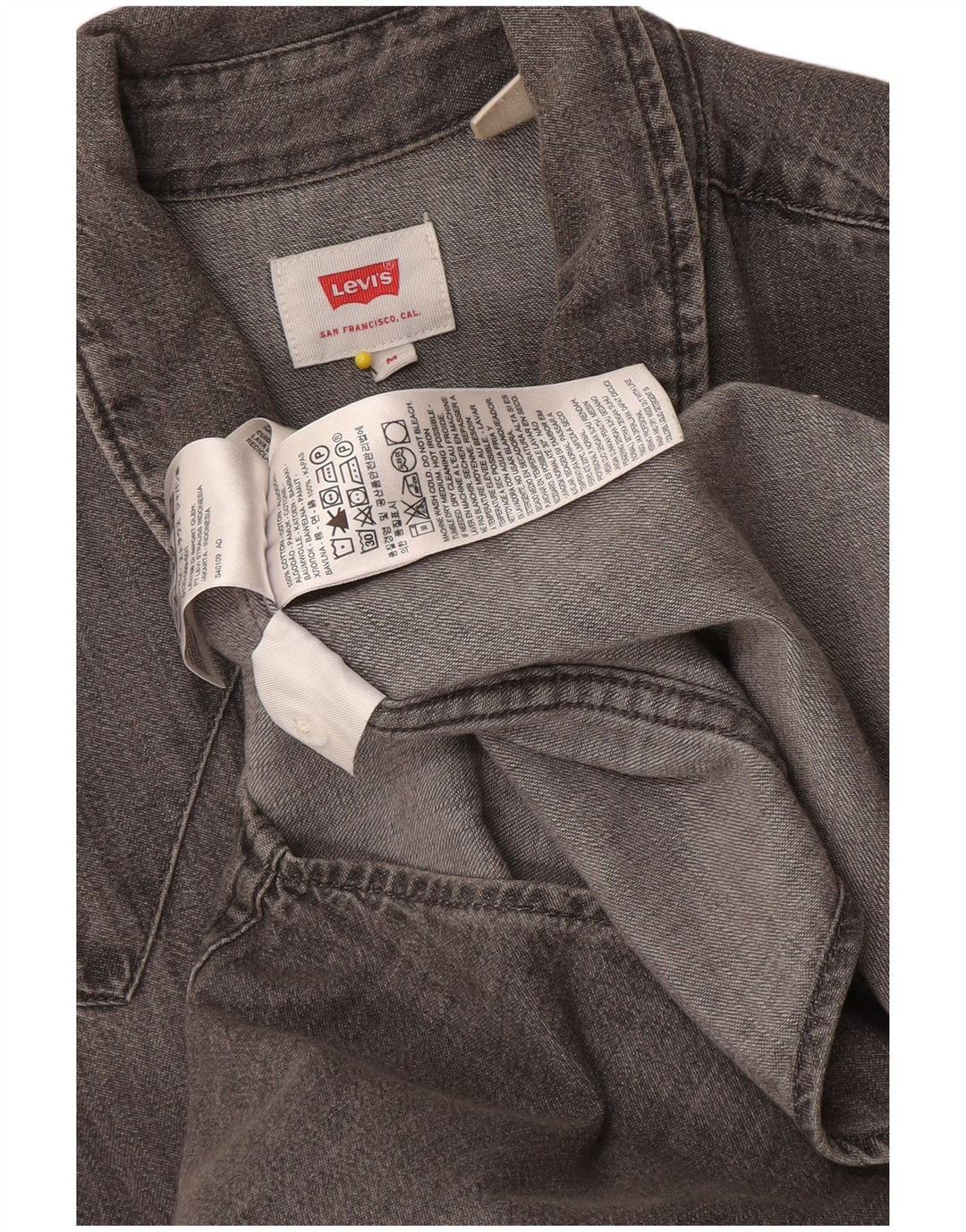 Camisa jeans masculina Levi's algodão cinza médio