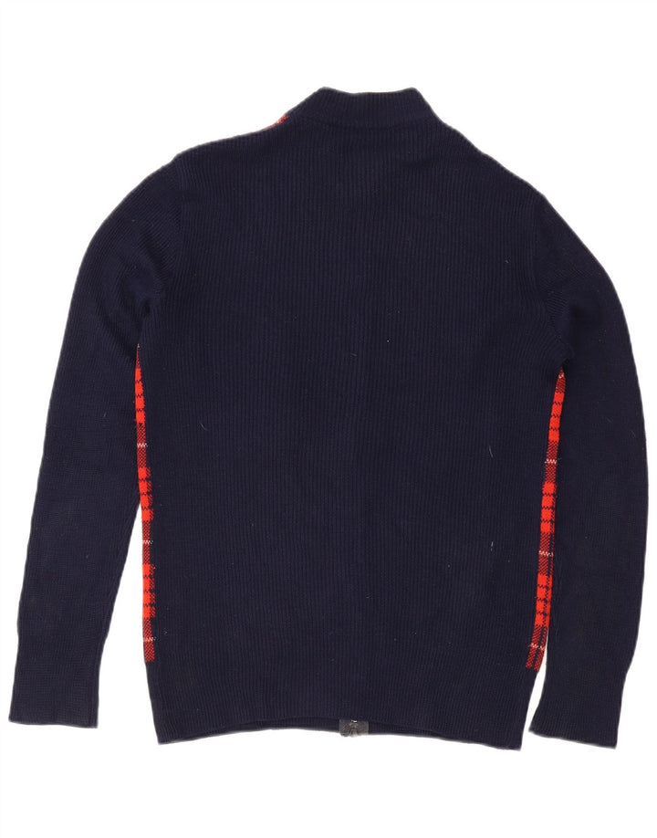 Suéter Cardigan Masculino Vintage IT 54 XL Azul Marinho Xadrez