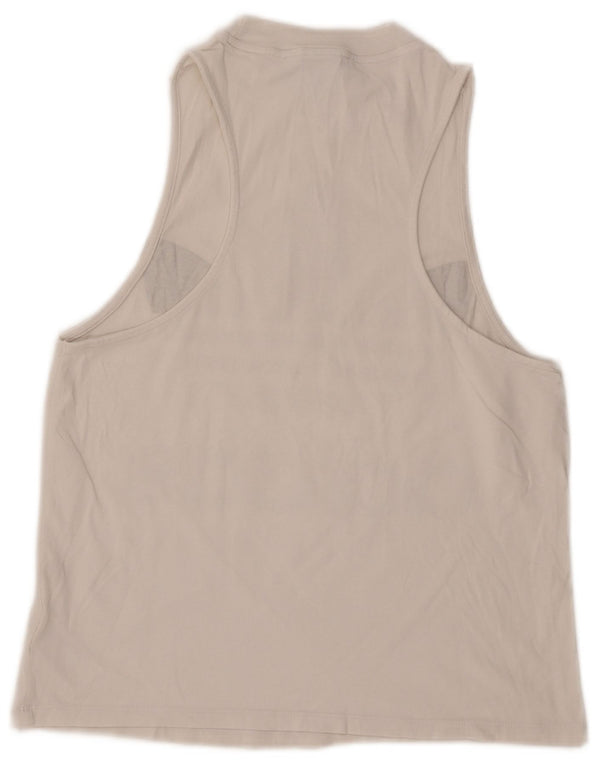 Adidas Womens Graphic Vest Top UK 12 Médio Algodão Branco