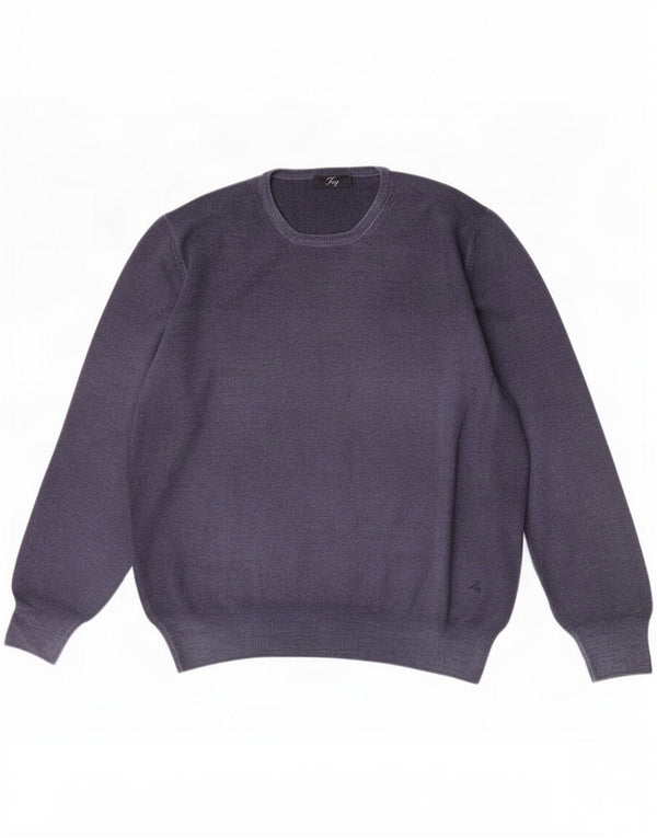 Suéter masculino Fay com gola redonda IT 54 XL azul marinho lã virgem