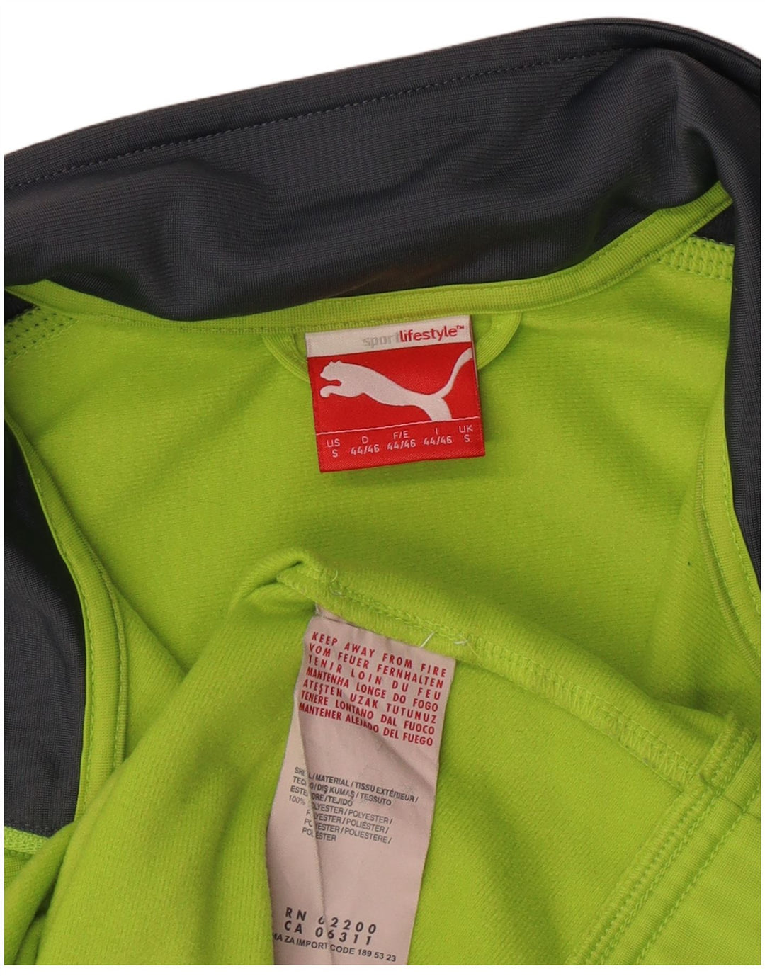 PUMA Mens Graphic Tracksuit Top Jacket Pequeno Verde Colorblock Poliéster