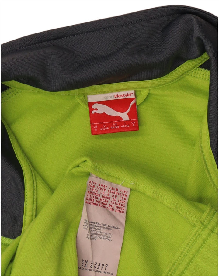 PUMA Mens Graphic Tracksuit Top Jacket Pequeno Verde Colorblock Poliéster