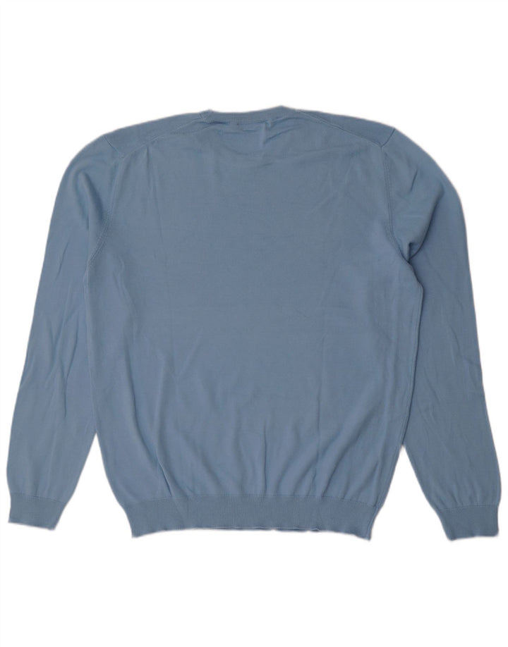 Suéter masculino Benetton com gola redonda XL algodão azul