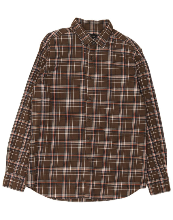 Camisa masculina Massimo Dutti XL marrom xadrez algodão