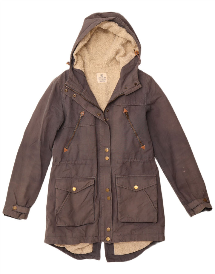 Jaqueta feminina Sherpa Parka com capuz VOLCOM US 10 grande algodão cinza