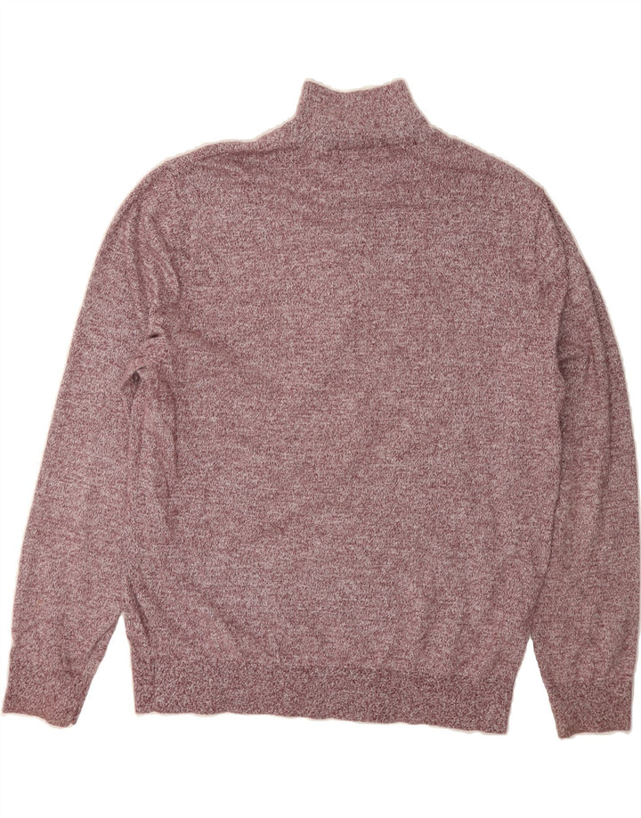 PENGUIN Mens Zip Neck Jumper Sweater XL Burgundy Cotton Vintage Penguin and Second-Hand Penguin from Messina Hembry 