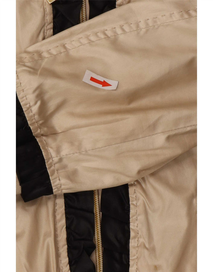 Jaqueta bomber feminina Moschino UK 14 grande poliéster colorblock dourado