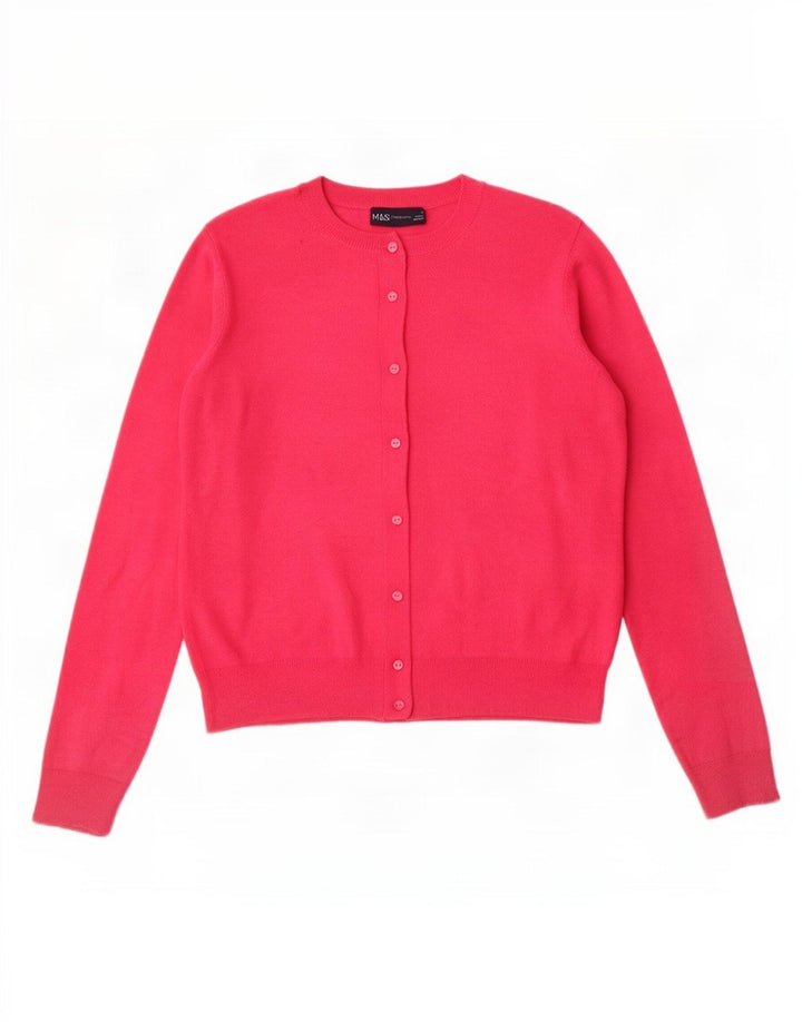 Suéter cardigã feminino Marks & Spencer Reino Unido 12 viscose rosa médio