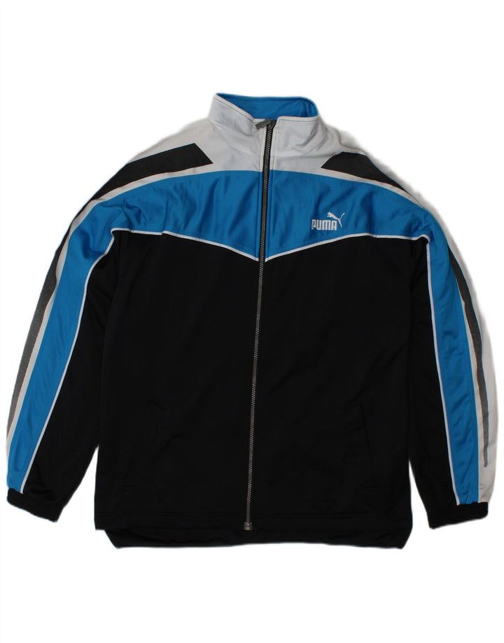 PUMA Mens Graphic Tracksuit Top Jacket pequeno preto colorblock poliéster