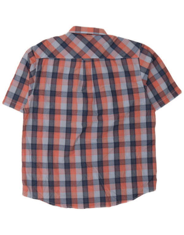 Camisa masculina James Pringle de manga curta grande poliéster xadrez azul
