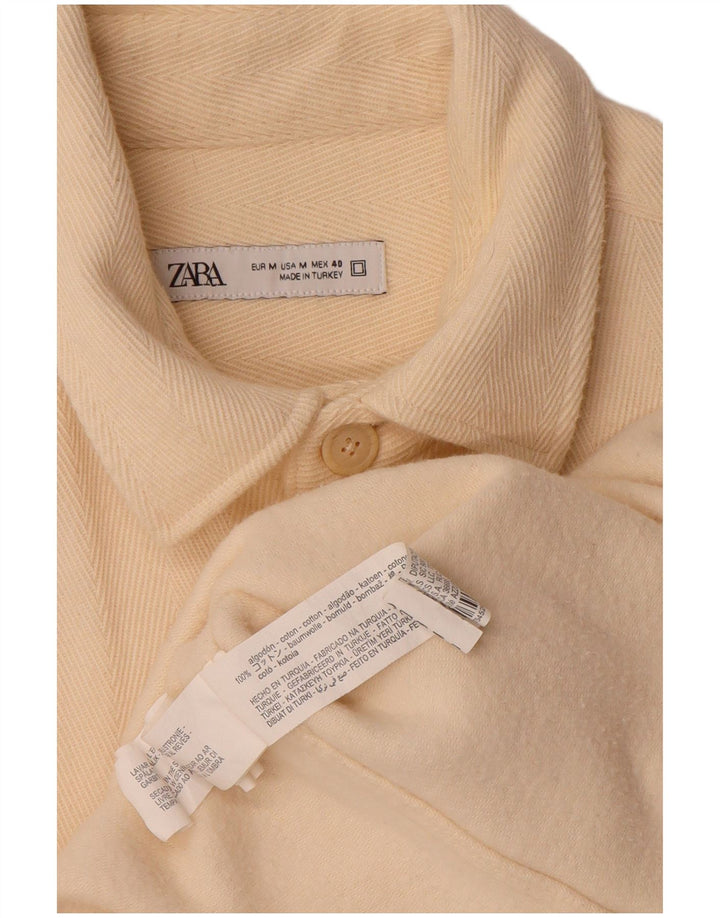 Zara Camiseta masculina de flanela média bege poliéster