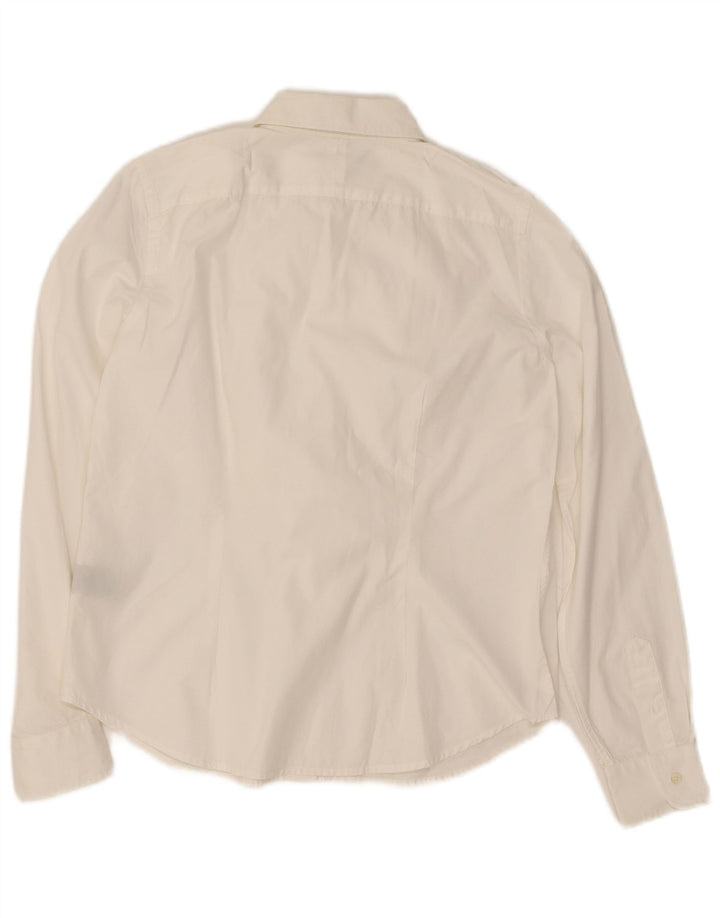 Ralph Lauren Camisa Feminina Petite Manga Longa Reino Unido 14 Médio Branco