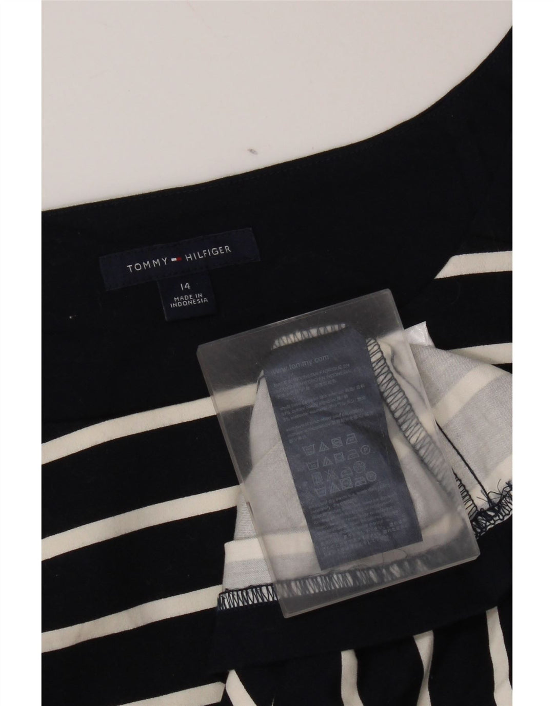 Vestido feminino Tommy Hilfiger evasê US 14 XL azul marinho listrado náutico