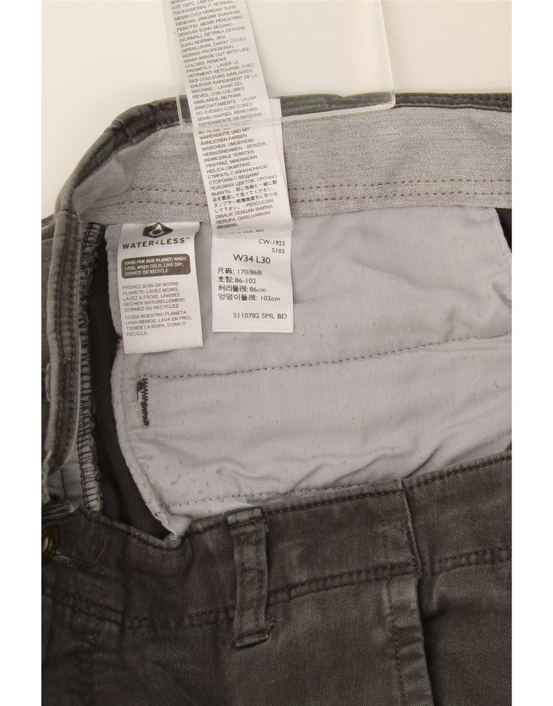 Calça Dockers Mens Slim Chino W34 L27 Algodão Cinza