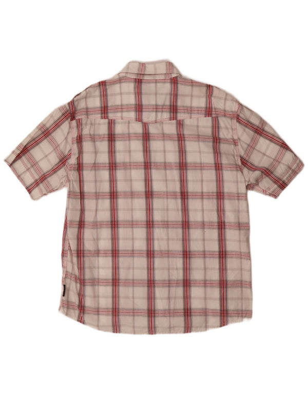 Blend Mens Graphic Short Sleeve Shirt XL Red Check Cotton