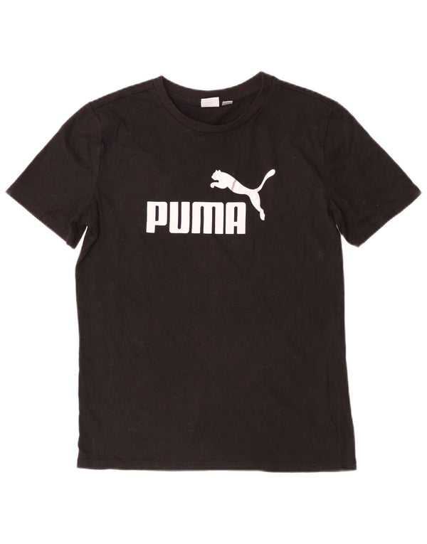 Puma Boys Graphic T-Shirt Top 14-15 Years Large Black Cotton