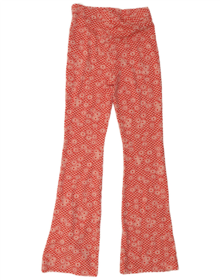 Zara Calça Feminina Flare Casual Médio W28 L33 Laranja Floral Poliéster