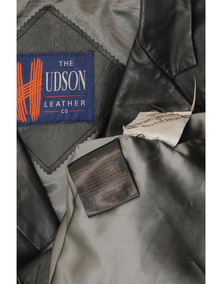 Jaqueta de couro masculina HUDSON UK 44 2XL couro preto