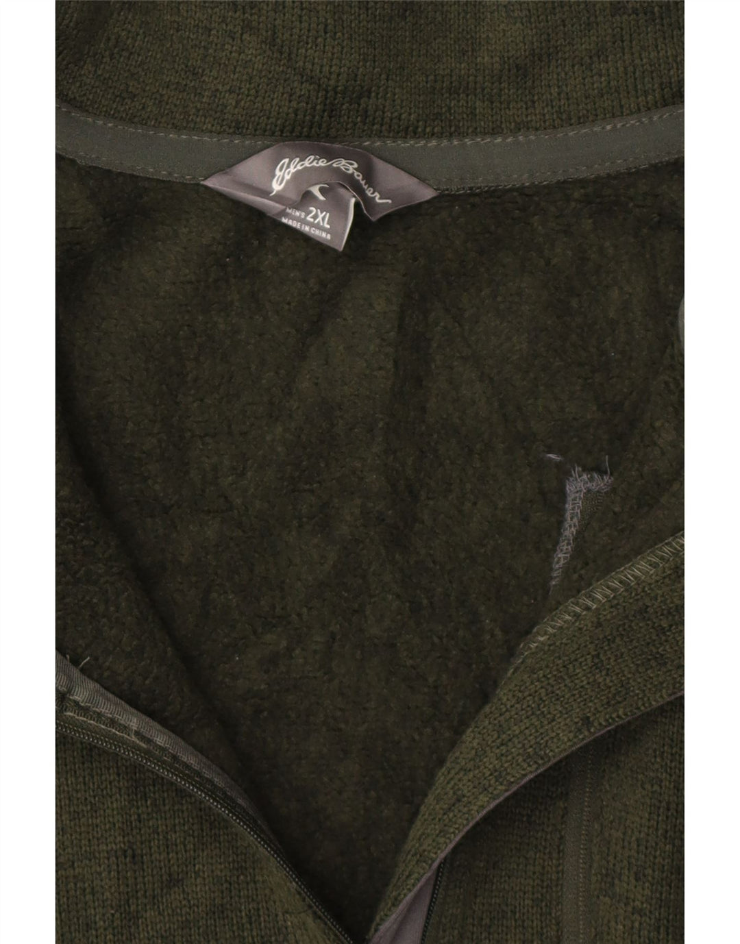 EDDIE BAUER Mens Zip Neck Sweatshirt Jumper 2XL Green Polyester Vintage Eddie Bauer and Second-Hand Eddie Bauer from Messina Hembry 