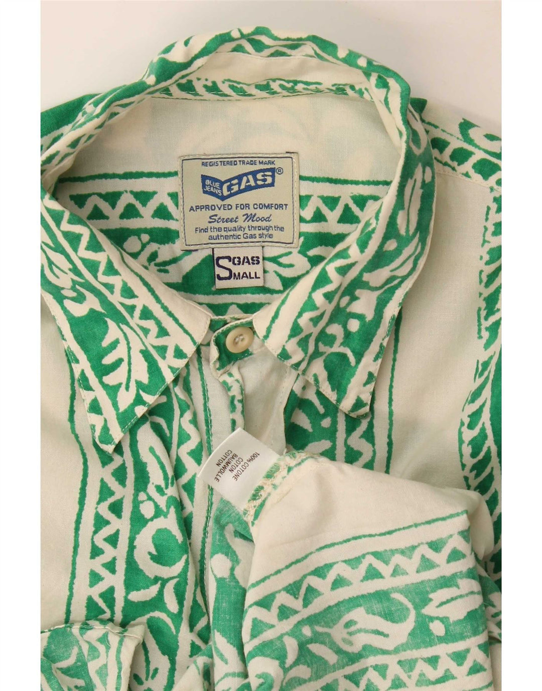 Camisa masculina Gas pequena floral verde algodão