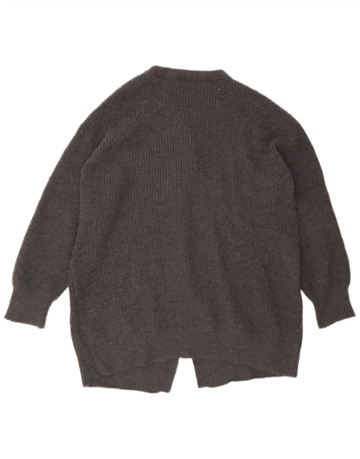 Suéter cardigã oversized Zara feminino com palangre Reino Unido 16 poliéster cinza grande