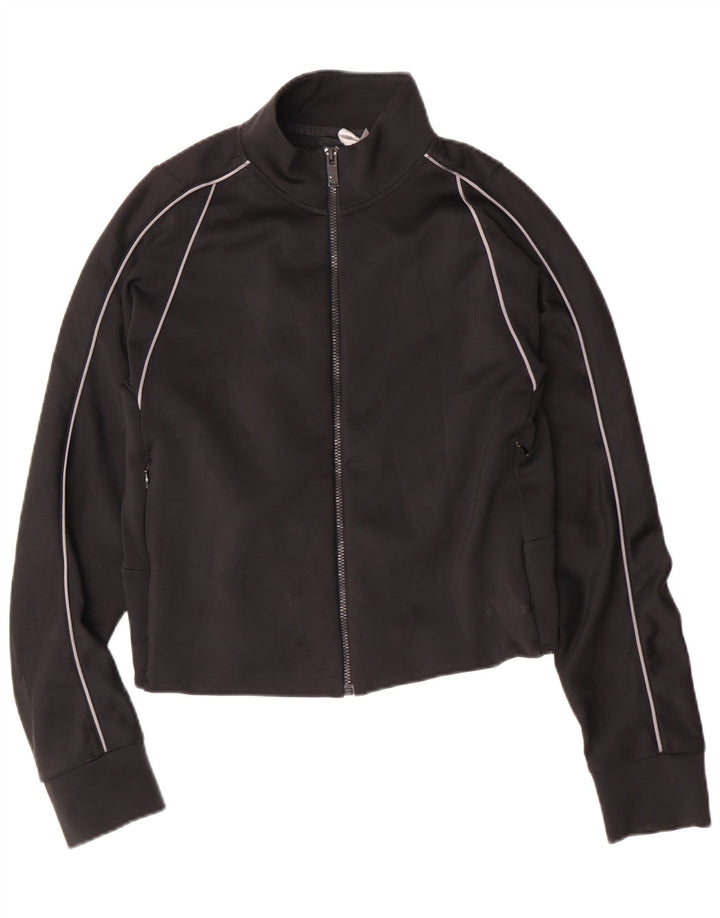 Adidas Womens Crop Tracksuit Top Jacket UK 12/14 Médio Preto Poliéster