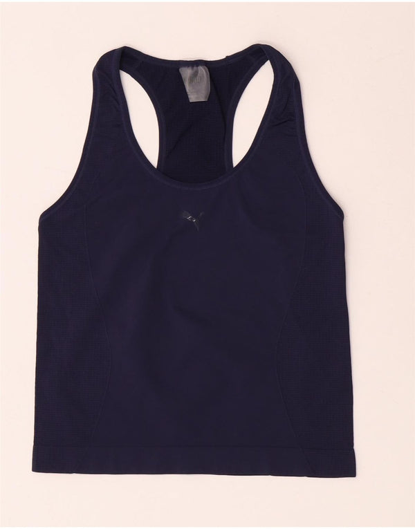 Puma Womens Crop Vest Top UK 12 Médio Azul Marinho