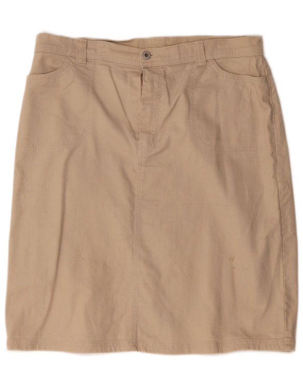 Saia reta feminina Marks & Spencer UK 18 XL W36 algodão bege