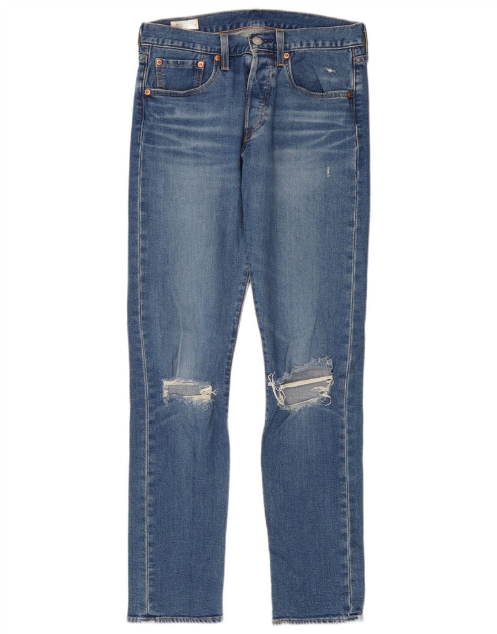 Calça Jeans Levis Masculina 501 Distressed Straight W28 L32 Azul Algodão