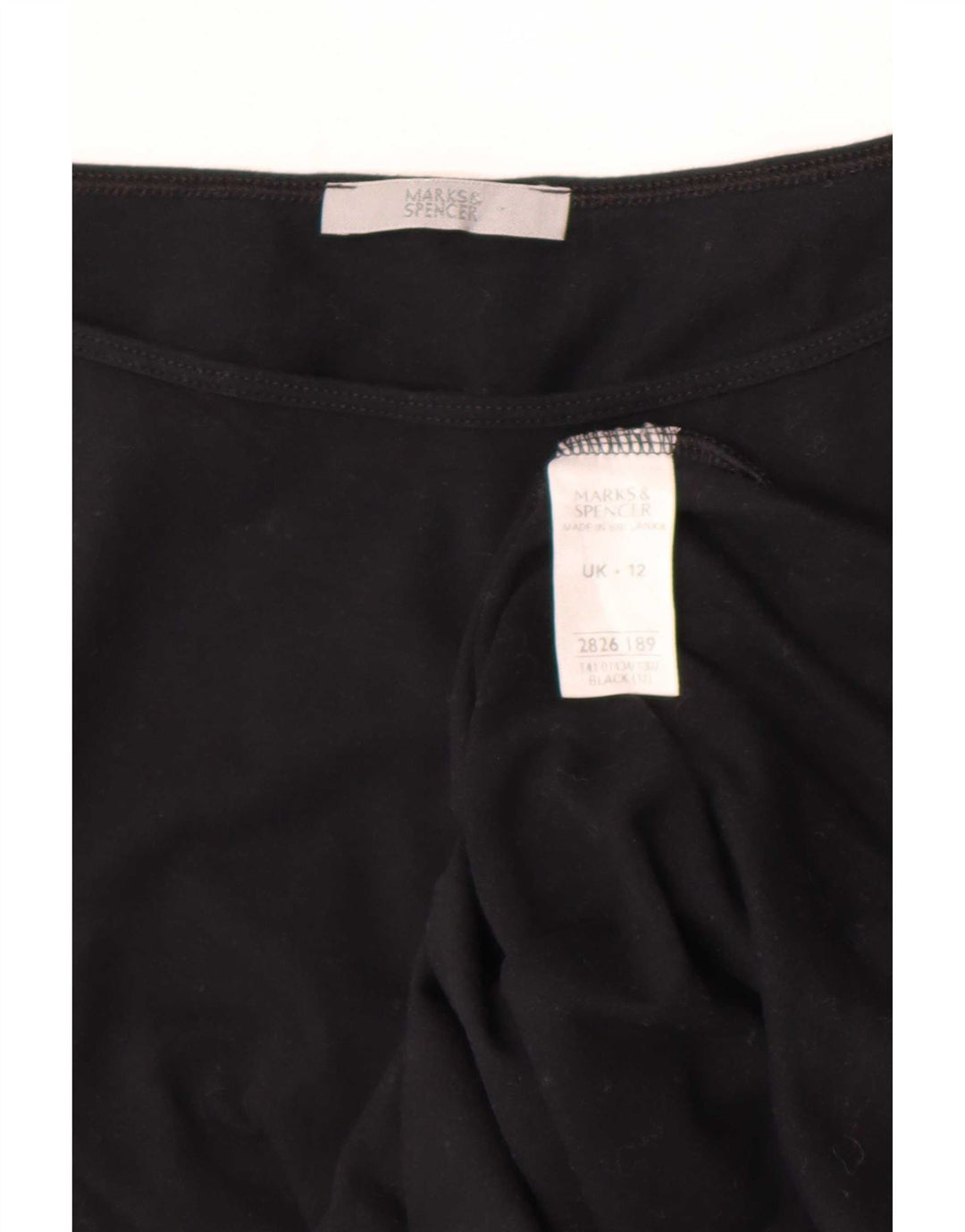 Top curto feminino Marks & Spencer manga 3/4 Reino Unido 12 algodão preto médio
