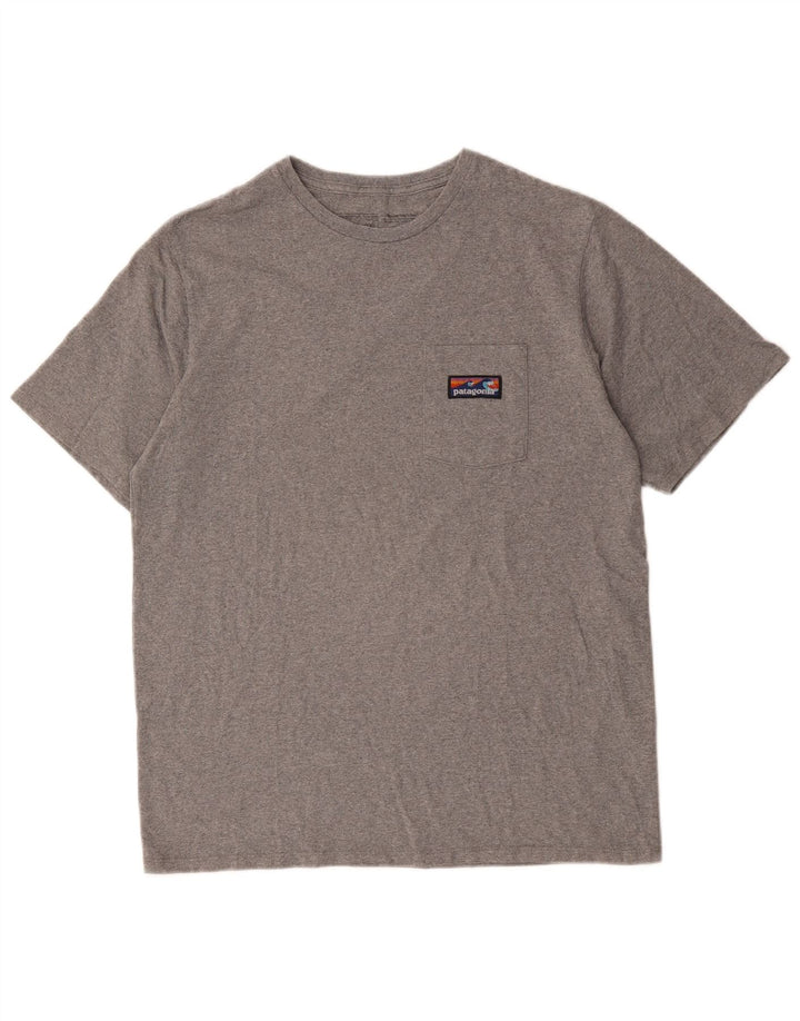 Camiseta masculina Patagonia Regular Fit Top cinza médio algodão