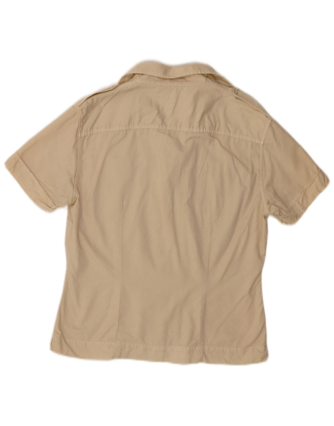 Camisa feminina de manga curta Benetton UK 12 algodão bege médio