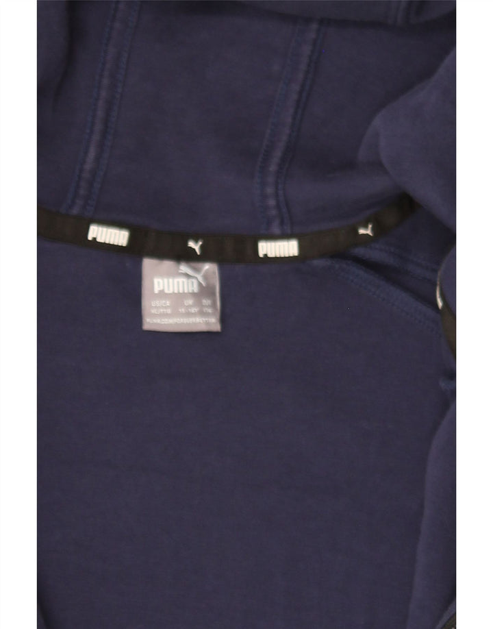 PUMA Girls Zip Hoodie Sweater 15-16 Years Navy Blue Cotton Vintage Puma and Second-Hand Puma from Messina Hembry 