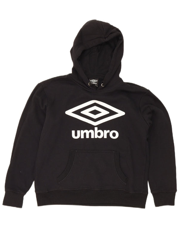 Suéter com capuz gráfico feminino da Umbro UK 14 algodão preto médio