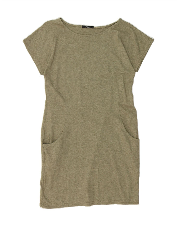 VINTAGE Womens Basic Dress UK 12 Medium Khaki Cotton Vintage Vintage and Second-Hand Vintage from Messina Hembry 